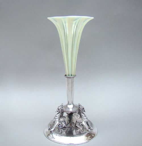 Victorian Silver Plated & Vaseline Glass Centrepiece by Deykin & Sons, Birmingham Circa 1870