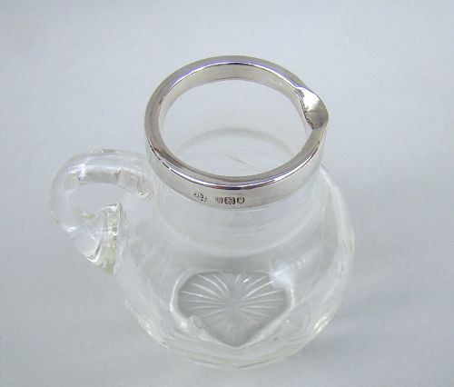fig 1. EDWARDIAN SILVER MOUNTED ENGRAVED GLASS CREAM JUG BY ROBERT PRINGLE, LONDON 1906