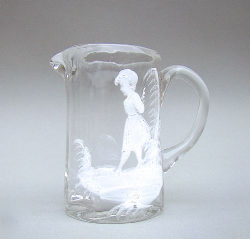 Small Victorian "Mary Gregory" Glass Cream Jug Circa 1890