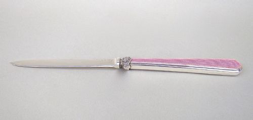 fig 1. ART DECO SILVER AND GUILLOCHE ENAMEL LETTER OPENER BY MAPPIN & WEBB, SHEFFIELD 1921