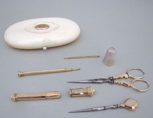 fig 1. 19TH CENTURY FRENCH SILVER GILT SEWING KIT, PARIS CIRCA 1890