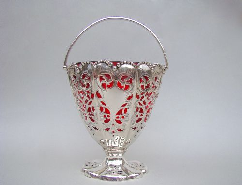 Large Victorian Silver Sugar Basket by Henry Wilkinson, Sheffield 1861