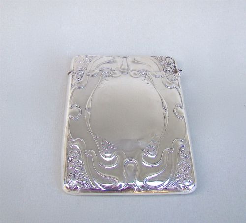 fig 1. ART NOUVEAU 'REYNOLDS ANGELS' SILVER CARD CASE BY HENRY MATTHEWS, BIRMINGHAM 1903