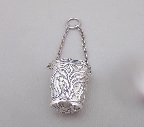 fig 1. RARE ART NOUVEAU SILVER THIMBLE BUCKET BY REYNOLDS & WESTWOOD, BIRMINGHAM 1903