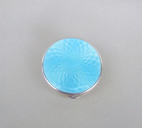 fig 1. ART DECO SILVER AND GUILLOCHE ENAMEL COMPACT, GERMAN HALLMARKS CIRCA 1930