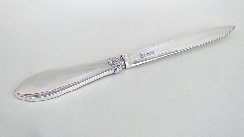 fig 1. FABULOUS ART DECO SILVER AND DUAL COLOUR GUILLOCHE ENAMEL LETTER OPENER BY MAPPIN & WEBB, SHEFFIELD 1921
