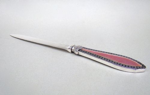 fig 2. FABULOUS ART DECO SILVER AND DUAL COLOUR GUILLOCHE ENAMEL LETTER OPENER BY MAPPIN & WEBB, SHEFFIELD 1921