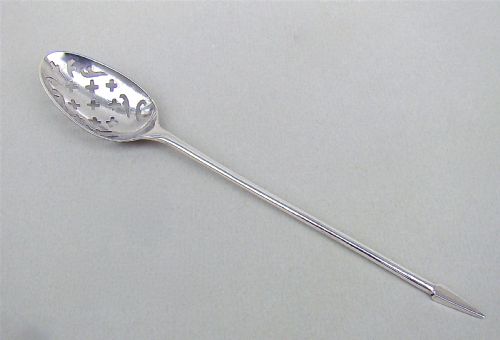 Georgian "Shell Back" Silver Mote Spoon by Thomas & William Chawner, London Circa 1750