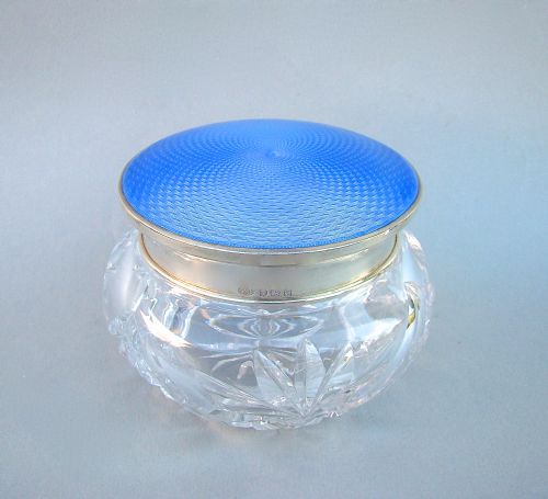 fig 2. LARGE ART DECO SILVER & GUILLOCHE ENAMEL DRESSING TABLE JAR BY THE ADIE BROTHERS, BIRMINGHAM 1927