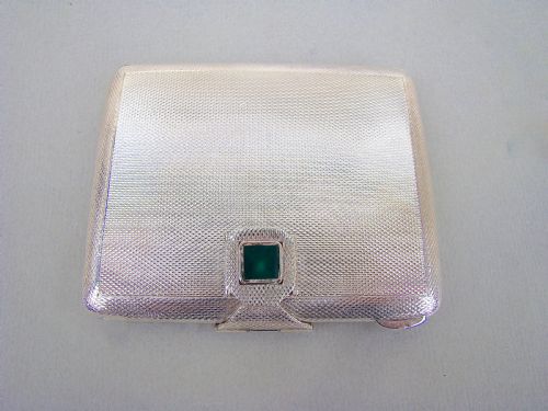 Elegant Art Deco Silver and Malachite Cigarette Case by P.h. Vogel & Co , Birmingham 1934