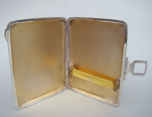 fig 1. ELEGANT ART DECO SILVER AND MALACHITE CIGARETTE CASE BY P.H. VOGEL & CO , BIRMINGHAM 1934