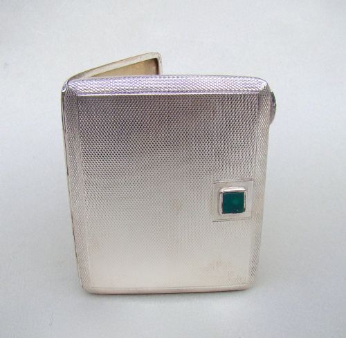 fig 2. ELEGANT ART DECO SILVER AND MALACHITE CIGARETTE CASE BY P.H. VOGEL & CO , BIRMINGHAM 1934