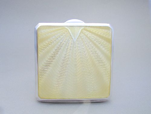Art Deco Silver and Guilloche Enamel Compact by the Goldsmiths & Silversmiths Company, London 1938