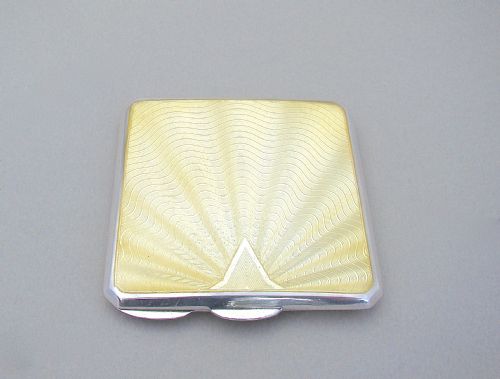 fig 1. ART DECO SILVER AND GUILLOCHE ENAMEL COMPACT BY THE GOLDSMITHS & SILVERSMITHS COMPANY, LONDON 1938