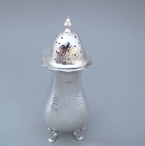 fig 1. LARGE ARTS & CRAFT PLANISHED SILVER CASTER BY THE LEVESLEY BROTHERS, SHEFFIELD 1902
