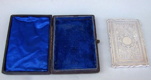 fig 2. EXQUISITE VICTORIAN SILVER CARD CASE BY FREDERICK MARSTON, BIRMINGHAM 1881