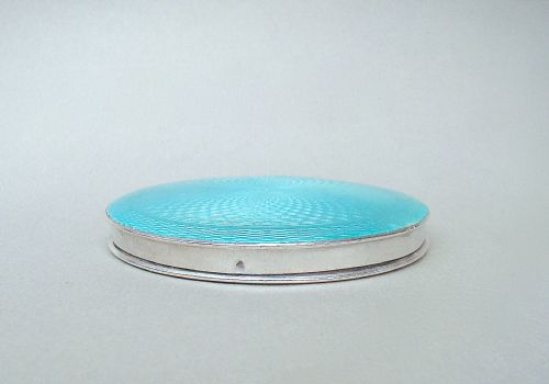 fig 1. ART DECO SILVER AND GUILLOCHE ENAMEL COMPACT BY HENRY CLIFFORD DAVIS, BIRMINGHAM 1922