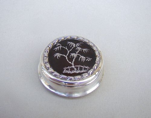 Silver Pique Tortoiseshell Pill Box by Levi & Salaman, Birmingham 1907