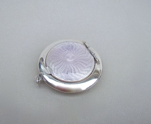 fig 1. SILVER AND GUILLOCHE ENAMEL CHATELAINE COMPACT BY COHEN & CHARLES, BIRMINGHAM 1917