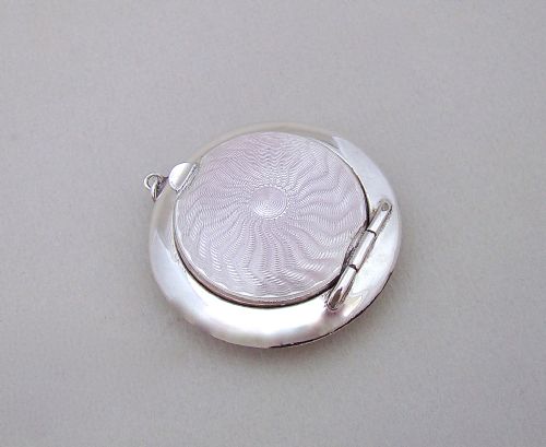 fig 2. SILVER AND GUILLOCHE ENAMEL CHATELAINE COMPACT BY COHEN & CHARLES, BIRMINGHAM 1917