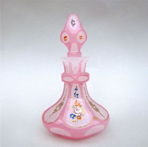 Victorian Enamelled Opaline Glass Scent Bottle, Circa 1870