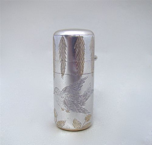 fig 1. VICTORIAN SILVER AESTHETIC MOVEMENT SCENT BOTTLE BY SAMPSON MORDAN, LONDON 1880