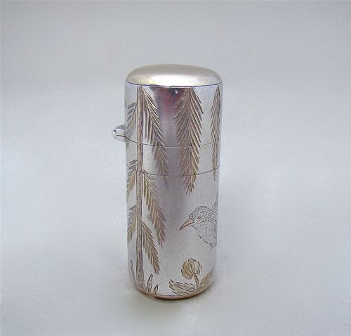 fig 2. VICTORIAN SILVER AESTHETIC MOVEMENT SCENT BOTTLE BY SAMPSON MORDAN, LONDON 1880