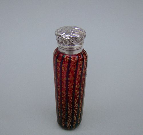 fig 1. UNUSUAL SILVER AND SPECKLED GLASS SCENT BOTTLE BY CHARLES MAY, BIRMINGHAM 1911