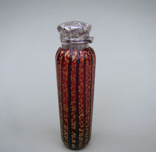 fig 2. UNUSUAL SILVER AND SPECKLED GLASS SCENT BOTTLE BY CHARLES MAY, BIRMINGHAM 1911