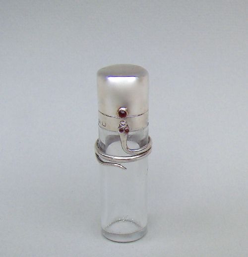 Rare Victorian Silver Snake Scent Bottle by Saunders & Shepherd, Birmingham 1896