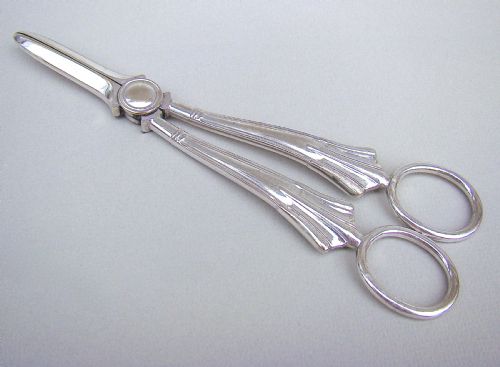 Pair of Edwardian Silver Plated Albany Pattern Grape Scissors, Circa 1900
