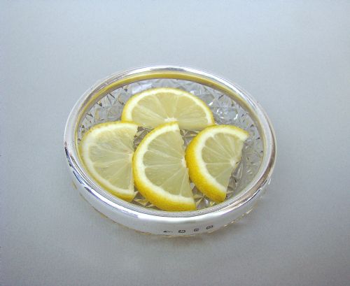 fig 1. VICTORIAN STERLING SILVER & HOBNAIL GLASS LEMON DISH, BIRMINGHAM 1895