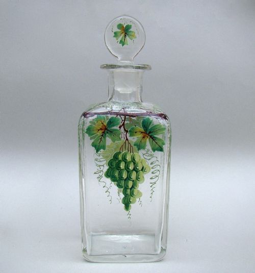 19th Century French Enamelled Glass Decanter, Circa 1880
