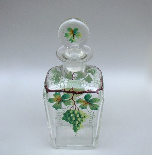 fig 2. 19TH CENTURY FRENCH ENAMELLED GLASS DECANTER, CIRCA 1880
