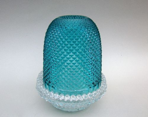 Victorian "Clarke"  Pyramid Teal Glass Fairy Light , Circa 1880