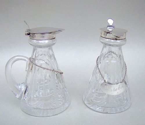 Fabulous Pair of Art Deco Silver Mounted Whisky Tots by Mappin & Webb, Birmingham 1936
