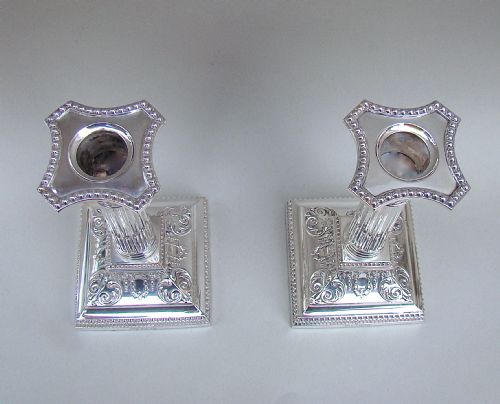 fig 3. FABULOUS PAIR OF EDWARDIAN STERLING SILVER CORINTHIAN COLUMN CANDLESTICKS BY JAMES DIXON & SONS, SHEFFIELD 1901