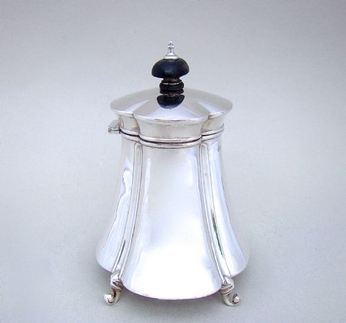fig 2. ELEGANT EDWARDIAN SILVER TEA CADDY BY WILLIAM AITKEN, BIRMINGHAM, 1903