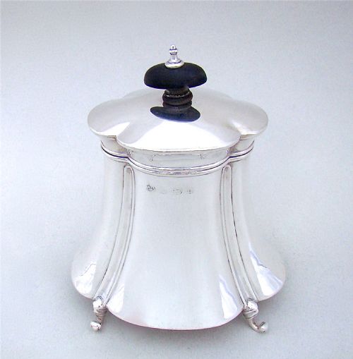 Elegant Edwardian Silver Tea Caddy by William Aitken, Birmingham, 1903
