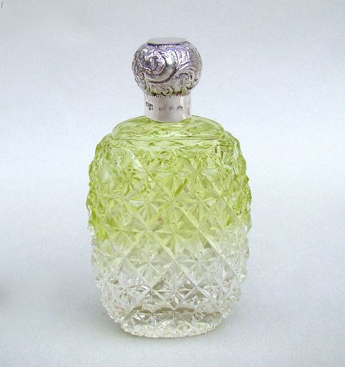 Victorian Silver & Cut Glass Scent Bottle by Charles May, Birmingham 1897