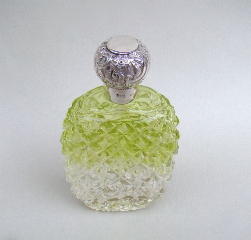 fig 1. VICTORIAN SILVER & CUT GLASS SCENT BOTTLE BY CHARLES MAY, BIRMINGHAM 1897