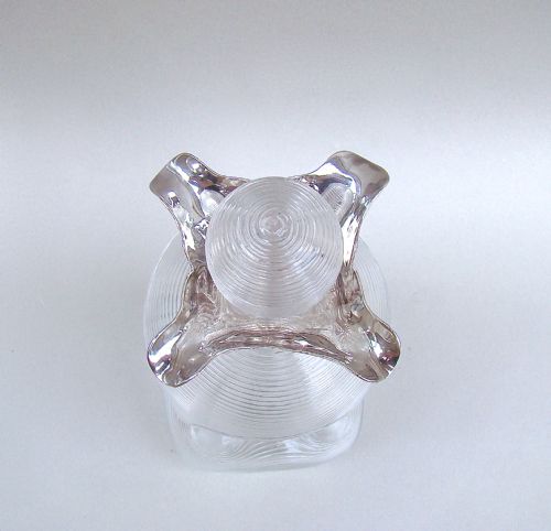fig 2. VICTORIAN SILVER MOUNTED RIBBED GLASS SMALL GLUG GLUG DECANTER, LONDON 1897