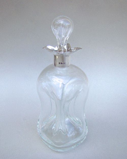 Exquisite Small Size  Silver Mounted Glug Glug Decanter by King & Son, Chester 1895
