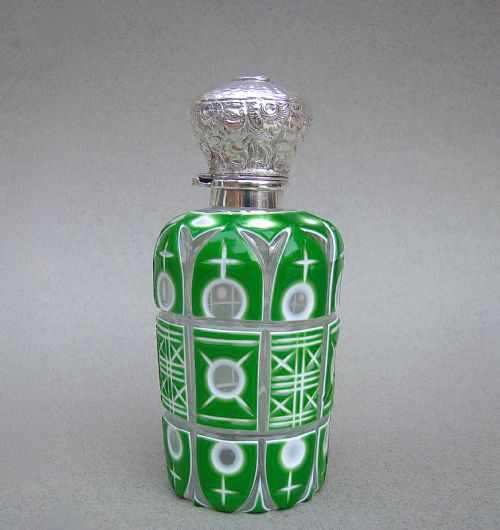 fig 2. VICTORIAN SILVER & BOHEMIAN TRIPLE CASED GLASS SCENT BOTTLE, CIRCA 1890