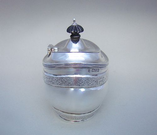 fig 1. FABULOUS EDWARDIAN SILVER TEA CADDY BY NATHAN & HAYES, CHESTER 1905