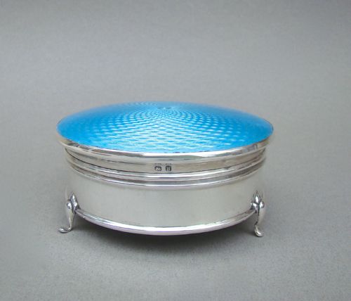 fig 1. FABULOUS ART DECO SILVER AND GUILLOCHE ENAMEL JEWELLERY BOX BY ELKINGTON & CO, BIRMINGHAM 1932