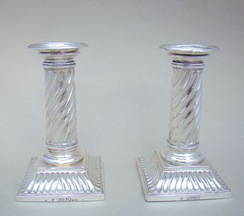 Pair of Victorian Sterling Silver Candlesticks by Martin Hall & Co, London 1885
