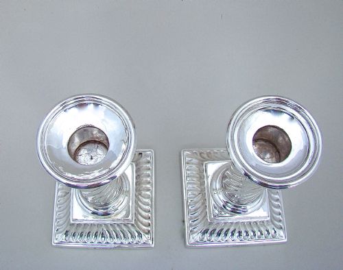 fig 3. PAIR OF VICTORIAN STERLING SILVER CANDLESTICKS BY MARTIN HALL & CO, LONDON 1885
