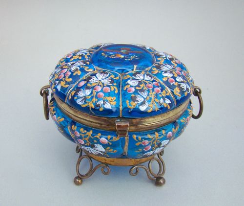 Large 19th Century French Enamelled Glass Dressing Table Jar , Circa 1890