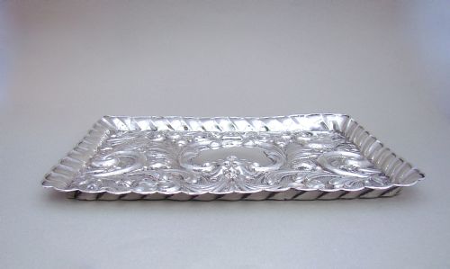 fig 1. EDWARDIAN SILVER DRESSING TABLE TRAY BY W. J. MYATT & CO, CHESTER 1905